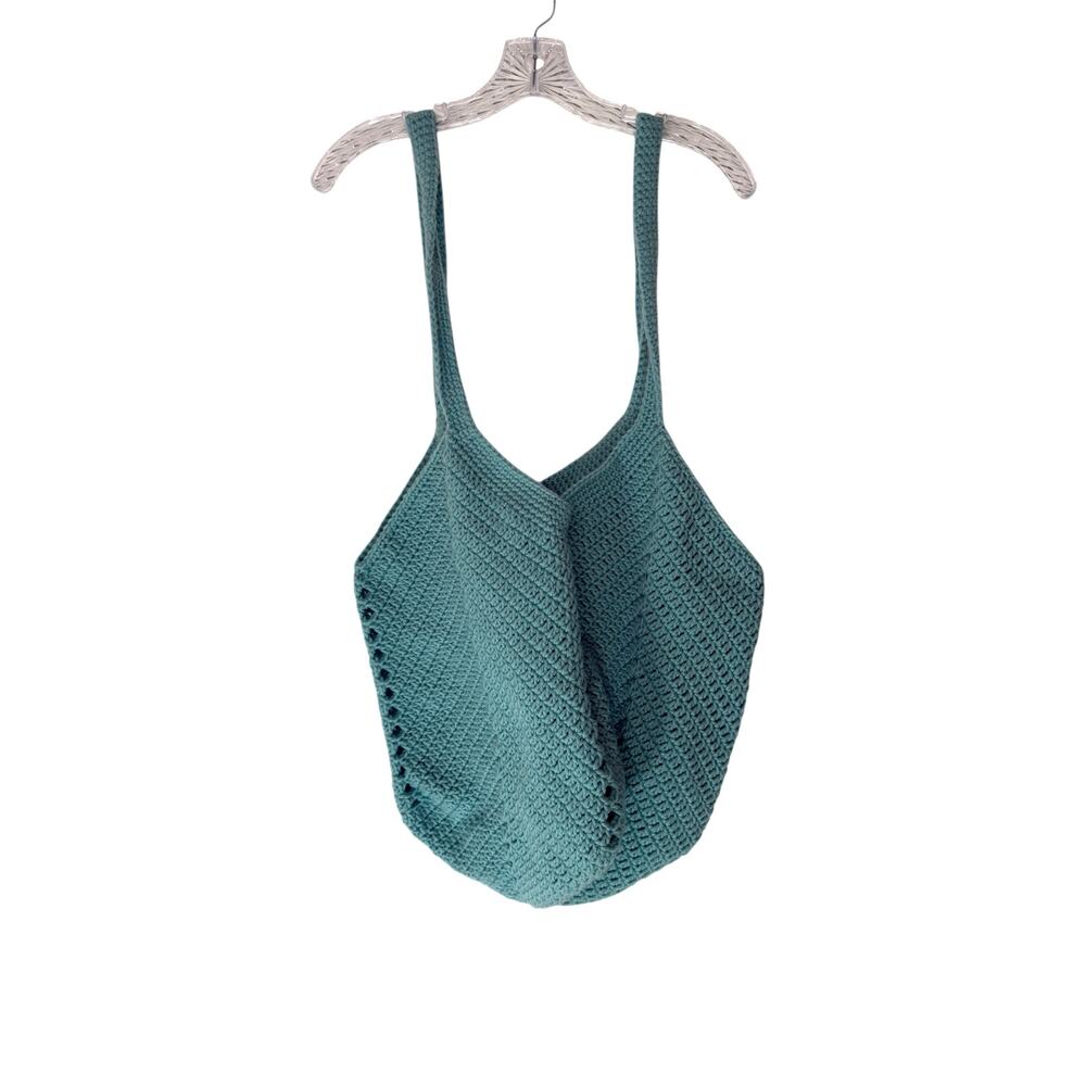 Handmade Turquoise Knit Crochet Double Strap Hobo Slouchy Tote‎ Shoulder Bag